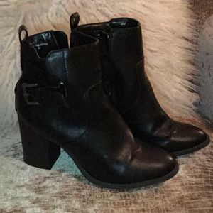 Black vegan leather booties